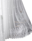 Embroidered Floral White Tulle Window Screen Curtain