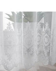 Embroidered Floral White Tulle Window Screen Curtain