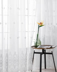 Embroidered Floral White Tulle Window Screen Curtain