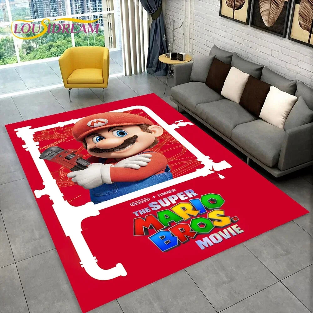 Cartoon 3D Mario-Bros Game Area Rug