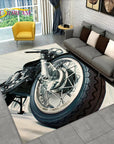 3D Retro Vintage Motorcycle Area Rug